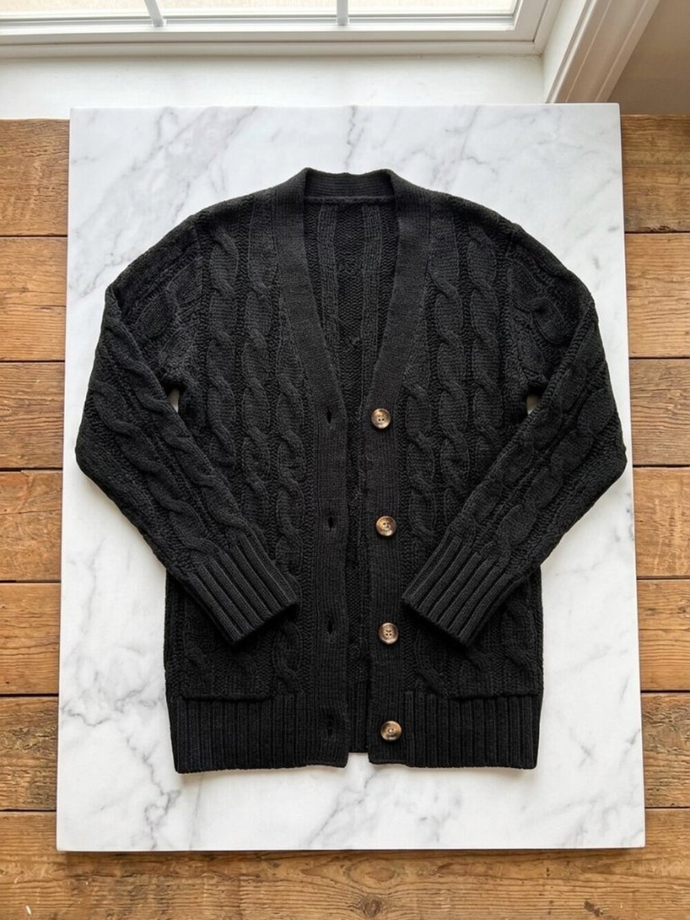 Women's Chunky Cable Knit Cardigan Sweater Button Down Fall